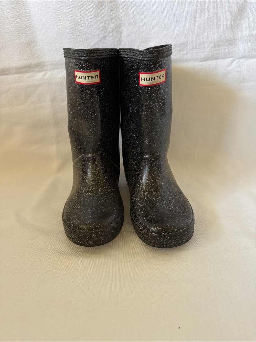 Hunter Black Glitter Children's Rain Boots
